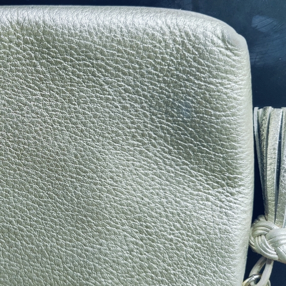 Talbot | Champagne Gold Pebbled Leather Tassel Wristlet - Picture 7 of 7